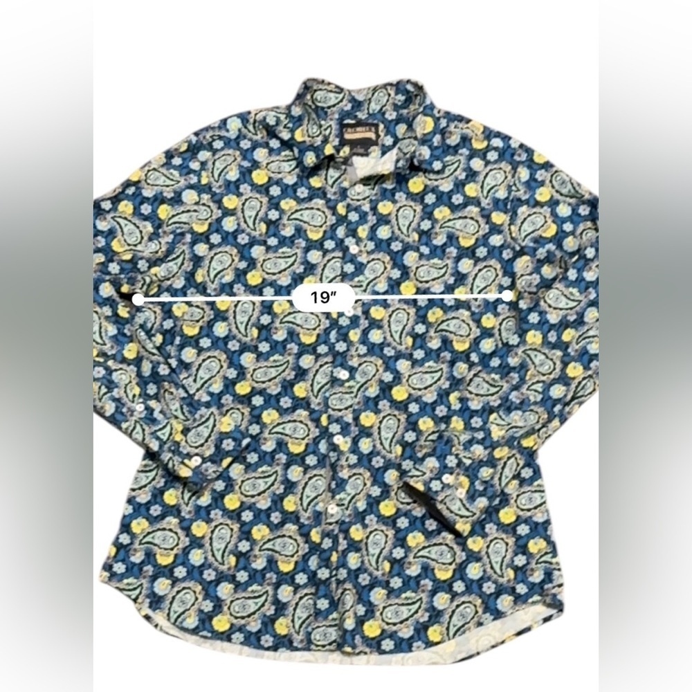 Cremieux Premium Denim Stretch Paisley Print Long Sleeve Button Up Shirt Sz L - Picture 4 of 6